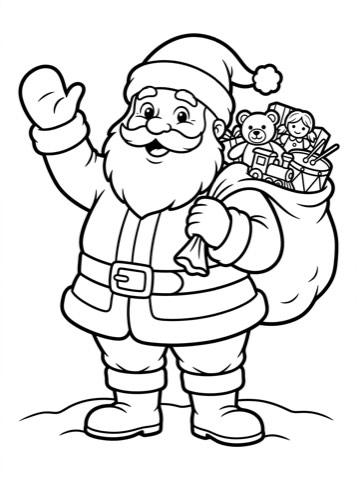 Santa Claus with his toy sack coloring page