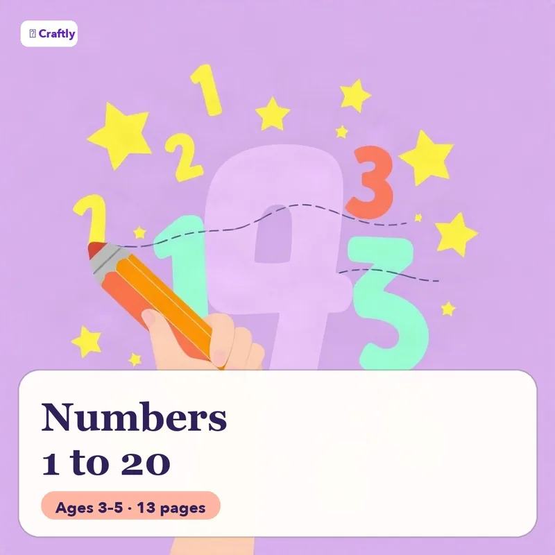Number tracing worksheets for 1 to 20