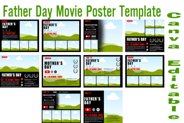 Father’s Day Movie Poster Canva Template – Fully Editable