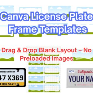 Canva License Plate Frame Templates – 10-Pack, No Graphics