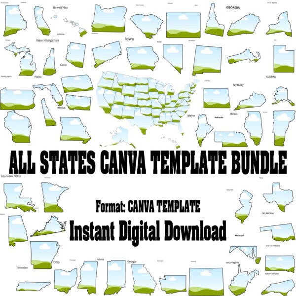 Editable U.S. State Map Template – Canva template