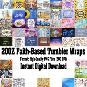 Faith-Based Tumbler Wraps – 44 Bible Verse PNGs for 20oz