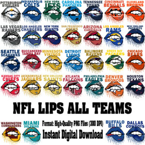 Football Lips Clipart Bundle – 32 Teams-Inspired Designs