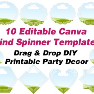 10 Blank Canva Wind Spinner Templates | Drag & Drop Editable | DIY Printable