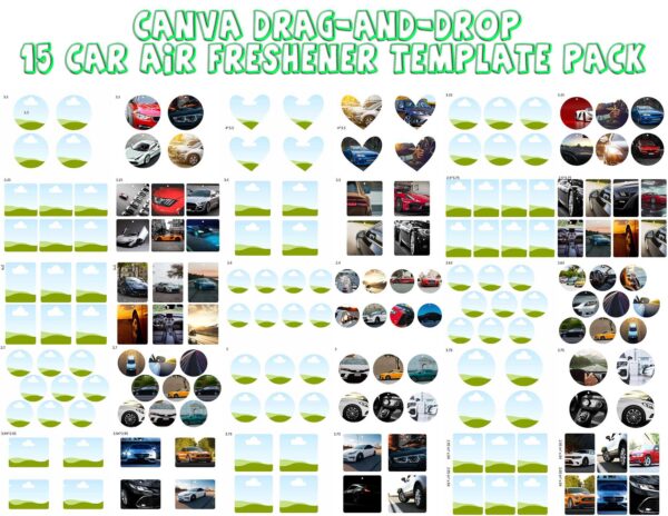 Canva Drag-and-drop 15 Car Air Freshener Template Pack