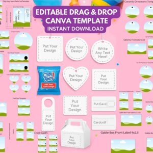 Editable Drag & Drop Canva Template – Party Favor Bundle