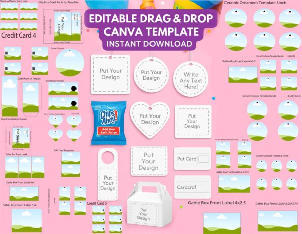 Editable Drag & Drop Canva Template – Party Favor Bundle