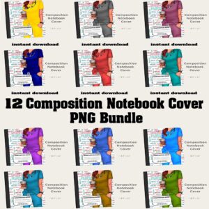 Nurse Composition Notebook Cover PNG Bundle