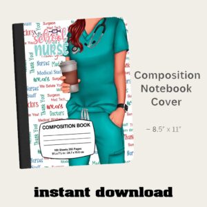 Nurse Composition Notebook Cover PNG