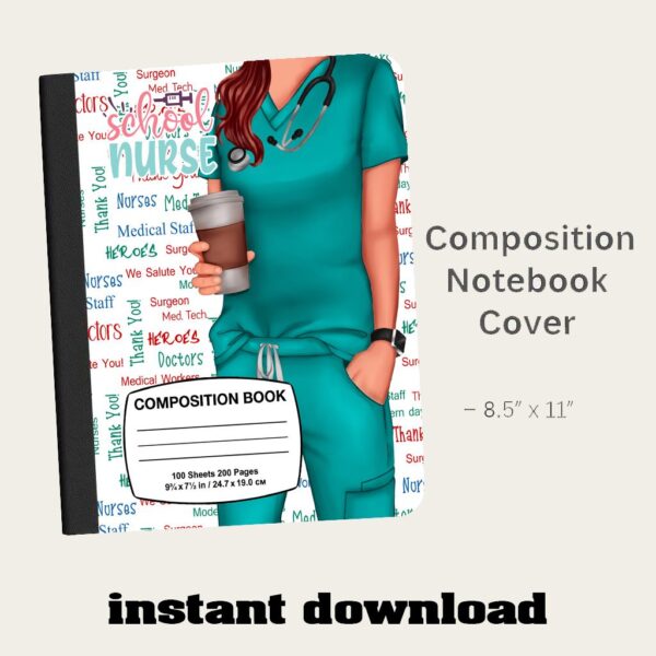 Nurse Composition Notebook Cover PNG