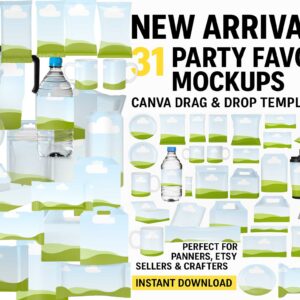 Party Favor Canva Mockup Pack – 31 Drag & Drop Templates