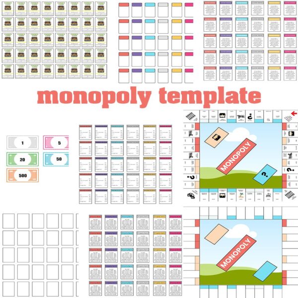 9 Editable Monopoly Game Templates – Customizable Canva Board Game Bundle