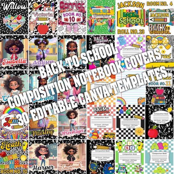 Back to School Composition Notebook Cover Bundle